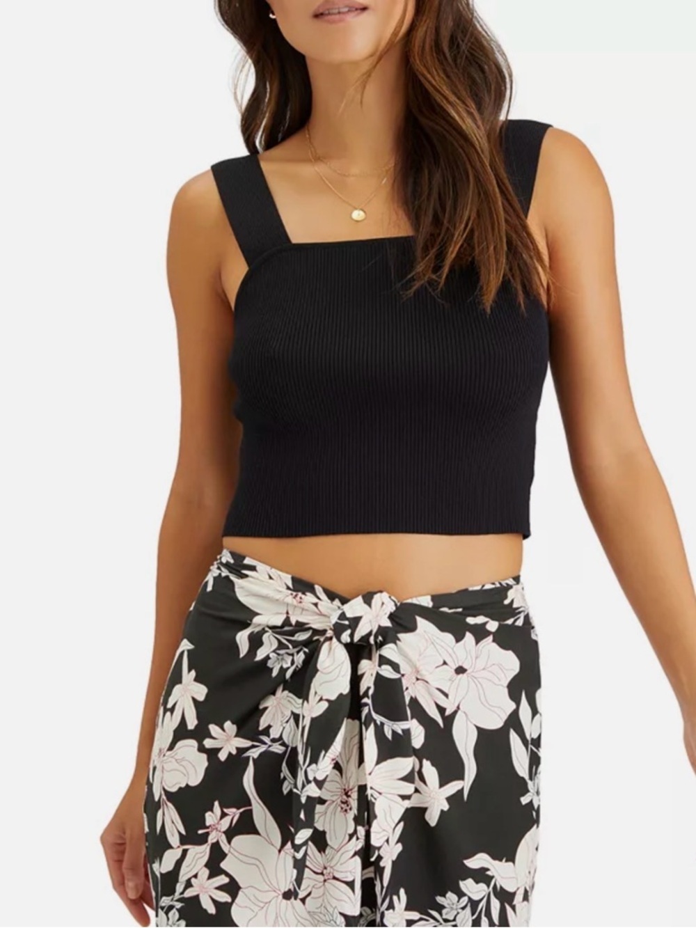 Sanctuary - Morello Ribbed Square Neck Sleeveless Cropped Top